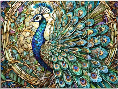 Tile mural majestic peacock - mural,